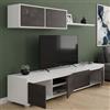 Dmora Mobile da Soggiorno Porta TV a Quattro Ante, con modulo pensile e mensola, Colore Scuri Lucido, cm 200 x 43 x 41, Marrone e Bianco