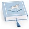 Cupido&Co. Scatola Cavallino Azzurro con Nappa e Inserto - Bomboniera Nascita e Battesimo 12 x 12 x 4 cm
