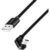 LogiLink Cavo connettore USB 2.0 Tipo-C 180° angolato a USB-A maschio (dritto) nero 1m