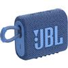 JBL GO 3 ECO Speaker Bluetooth Portatile, Cassa Altoparlante Wireless con Design Compatto, Resistente ad Acqua e Polvere IP67, Materiali Riciclati, fino a 5 h di Autonomia, USB, Blu