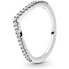 PANDORA Anello Wishbone in argento Sterling brillante con zirconia cubica trasparente, 54