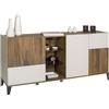 Composad | Contromobile della Linea Vittoria con 2 Ante e 2 Ripiani in Vetro, Madia Soggiorno, Mobile Contenitore, (LxAxP): 179,6x83,2x45 cm, Noce Brera e Grigio Cashmere Topmatt