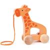 Hape - Giraffa Spingi&Tira | Animali in legno trainabili con cordino e rotelle - Push&Pull Toys per bambini dai 12 mesi