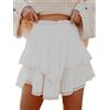 Aoudery - Pantaloncini fluidi da donna, skort casual Boho, volant a strati a vita alta minigonne da golf o tennis