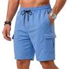 GDOKKNY Pantaloncini cargo leggeri da uomo con elastico in vita multi tasche durevoli casual lavoro all'aperto escursionismo corto, Blu reale, XXL