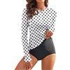 WOWENY Rashguard - Maglietta da Nuoto da Donna, a Maniche Lunghe, con Zip a 1/4, PC, S