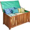 Relaxdays Cassapanca da Giardino 60x90x50 cm in Legno di Acacia, con Fodera Impermeabile, Cuscini e Attrezzi, Naturale