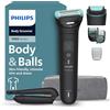 Philips Bodygroom Serie 7000 - Rifinitore per uomo, testina flessibile 2D, tripla protezione, Testine intercambiabili, Rifinitura e rasatura intima, Impermeabile 100%, 120 minuti autonomia, BG7480/15