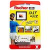 fischer - Gancio a quadri dritto Fast & Fix | Montaggio senza trapano o martello | Riutilizzabile e senza segni | Fino a 16 kg di carico con 2 ganci | Ideale per legno | 10 pezzi | Bianco