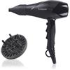 BEPER P301ASC002 Asciugacapelli Professionale 2200W, Phon Capelli con 2 Velocità, 3 Temperature, Colpo d'Aria Fredda, Diffusore Volume e Concentratore Styling, Motore lunga durata