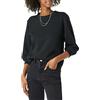 Amazon Essentials Felpa girocollo da donna con dettagli in pile e maniche in spugna francese, nera, S
