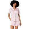 Amazon Essentials Set Pigiama da Donna in Raso a Maniche Corte con abbottonatura e Pantaloncini, Rosa Chiaro, XL
