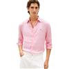 Tommy Hilfiger Uomo Camicia Linen Bengal Stripe Regular Fit, Rosa (Classic Pink/Stripe), XL