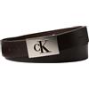 Calvin Klein Uomo Cintura Mono Plaque Chiusura con Placchetta, Marrone (Ck Dark Brown/Pewter), 90 cm