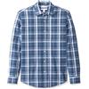 Amazon Essentials Camicia in Popeline a Maniche Lunghe Slim Uomo, Blu Marino Motivo Quadri Medi, M