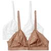 Amazon Essentials Bralette a Triangolo in Pizzo Elasticizzato Galloon Donna, Confezione da 2, Bianco/Bronzo Lavato, XXL