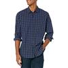Amazon Essentials Camicia Casual in Popeline a Maniche Lunghe vestibilità Regular Uomo, Blu Marino A Quadri, M