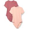 Amazon Essentials Body a Maniche Corte Aderente in Cotone Elasticizzato Donna, Pacco da 2