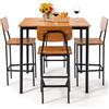 RELAX4LIFE Set Tavolo da Pranzo 5 Pezzi, Tavolo Rettangolare + 4 Sedie con Schienale, Gambe in Metallo Resistente, Design Moderno e Salvaspazio per Cucina/Sala da Pranzo (Marrone Scuro)