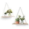 YiYa 2 Pezzi Scaffali di Corda in Legno Scaffali Sospesi Per il Muro Mensola Sospesa Con Corda, Decorazione da Parete Per la Cucina, la Camera da Letto, il Bagno, il Giardino Per le Piante