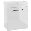 DomoDomo - Mobile sottolavabo largo 60 cm da appendere - Mobile da bagno bianco lucido - con lavandino - Soft Close, design moderno