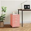[en.casa] Cassettiera da Ufficio con Rotelle 48 x 28 x 41 cm Organizzatore da Ufficio a 3 Cassetti Mobile Contenitore in Acciaio - Rosa