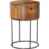 FineBuy Comodino Rotondo 40x40x60 cm Legno Massello di Sheesham, Cassetto | rotondo comodino industriale con vano contenitore, comodino in vero legno, pezzo unico fatto a mano