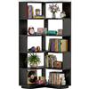 Homieasy Libreria Angolare a 5 Ripiani per Libri, Nero | 60x60x162cm, Forma a L, Indipendente con Fermalibri, Soggiorno, Ufficio e Camera, Pannelli in MDF