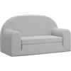 vidaXL Divano Letto Bambini a 2 Posti Grigio Chiaro in Morbido Peluche