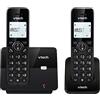 Vtech CS2001 Telefono Cordless con due ricevitori, Modalità ECO+ DECT Telefono Fisso Blocco Delle Chiamate Telefono Portatile con Vivavoce Volume Extra Tasti Grandi Display a due righe, Nero