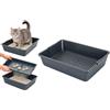 Savic lettiera Gatto Chiusa - Savic Litter Tray - Grigio - Aperta - con setaccio - Design Pratico - Facile da Pulire - 29,5x41,5x10 cm