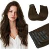 hotbanana Extension con clip in capelli veri, Remy, senza cuciture, colore marrone cioccolato, extension in capelli veri in poliuretano, 60 cm, 160 g, 7 pezzi