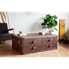PIB Tavolino da caffè in pelle marrone, stile industriale, 113x79x44 cm, con contenitore, design valigia vintage