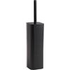 GEDY Jack Scopino WC, Materiale Acciaio Inox, Scopino Bagno Colore Nero Opaco, Scopino WC da Appoggio Base Quadrata con Ciuffo in Setole Nere in Nylon, Tazza Interna Estraibile di Facile Pulizia