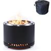 Relaxdays Braciere Senza Fumo, Acciaio Inox, HxD 35x49,5 cm, raccoglicenere e Borsa, Nero, Bracieri