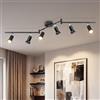 Dehobo Faretti LED Soffitto GU10 Orientabili in Ferro, Nero, 6 Luci | 350° Orizzontali e 90° Verticali, Max 50W per Lampadina GU10, Senza Lampadina, Ideale per Soggiorno, Cucina e Camera da Letto