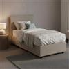 Dmora Letto Singolo Cartisia, Letto Contenitore con Rivestimento in Ecopelle, 100% Made in Italy, Apertura Frontale, Adatto per Materasso Cm 80x200, Tortora