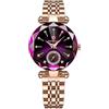 FORSINING Orologio da polso da donna, al quarzo, analogico, lussuoso, in acciaio inox, impermeabile, elegante, Viola, Moderno