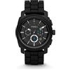 Fossil Orologio Machine da uomo, movimento cronografo al quarzo da 45 mm con cinturino in acciaio inossidabile o in pelle, 45 mm, Nero e grigio scuro