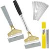 QWORK® Kit Raschietto Vetro e Piastrelle 30CM/22CM - 20 Lame in Acciaio al Carbonio (10CM di larghezza 0,6MM di spessore) - Raschietto con Impugnatura Morbida