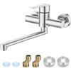 Druuzyl Rubinetto per Cucina a Muro Rubinetto da Girevole a 360° in Acciaio Inox, Miscelatore Rubinetto A Muro per Lavello Cucina Braccio Girevole 225mm Adatto ai lavabi, Spazzolato
