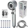 Pazvoza Doccino Filtrante, Doccino per Doccia, con 5 Filtri, Tubo da 1,5 m, Soffione Doccia ad Alta Pressione con 4 Modalità di Getto, Risparmio Idrico 30% (window gunmetal gray)
