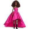 Barbie - bambola in abito lungo fucsia in taffetà, con scollatura a cuore con pieghe e dettagli di arricciatura, cintura abbinata e un ampio strascico, Giocattolo per Adulti, HBX96