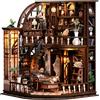 Tecnock Casa in miniatura fai da te per adulti e ragazzi, grande libreria con luce LED, Book Nook, puzzle in legno 3D, regalo per gli amanti dei libri (Bacchus)