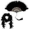 UOCAI KarnevalsTeufel - Boa di piume con scomparti in piuma nera, boa di piume nere, per carnevale, balli, matrimoni, anni '20 Charleston