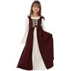 MaNMaNing Costume Carnevale Bambina Medioevo Rinascimento Vintage Collo Quadrato Vita Regolabile teatro Spettacolo Festa Vestito Cosplay Bambina Maschera sfilata Abito Costume Party Carnival Storico