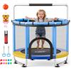 VEVOR Trampolino mini per bambini VEVOR, con barra di sicurezza e rete blu, ideale per l'uso in giardino. Diametro 150 cm, con canestro da basket, palla da basket e sacco di sabbia per bambini. Perfetto come regalo di Natale o di compleanno