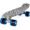 Land Surfer® Skateboard Cruiser Completo 56cm con tavola con Disegno di Teschi - Cuscinetti ABEC 7 - Ruote Blu Trasparenti 59mm PU + Borsa per Il Trasporto
