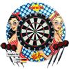 Karella Playgirl - Anello protettivo per freccette, 1 pezzo, dimensioni standard, diametro interno 45 cm, protezione da parete, accessorio per freccette, stile fumetto (include Surround e 6 freccette)