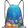 EDPXKL Zaino con coulisse con stampa Sotto il mare, borsa sportiva pieghevole personalizzabile con coulisse, borsa da palestra per ragazze, ideale per nuoto e shopping, 36x42 cm